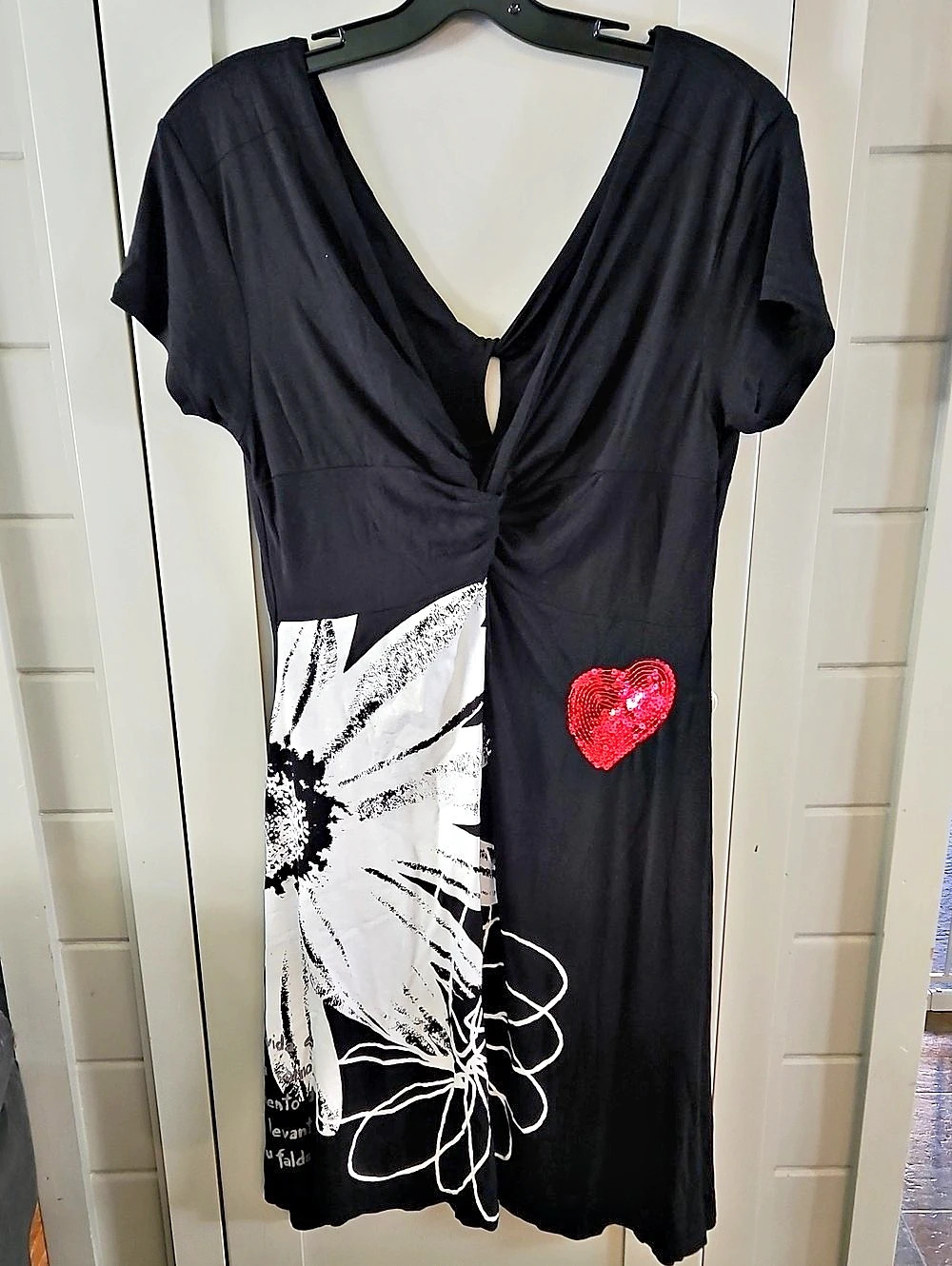 Desigual Abstract Print Sequin Heart Mini Dress Sz. XL
